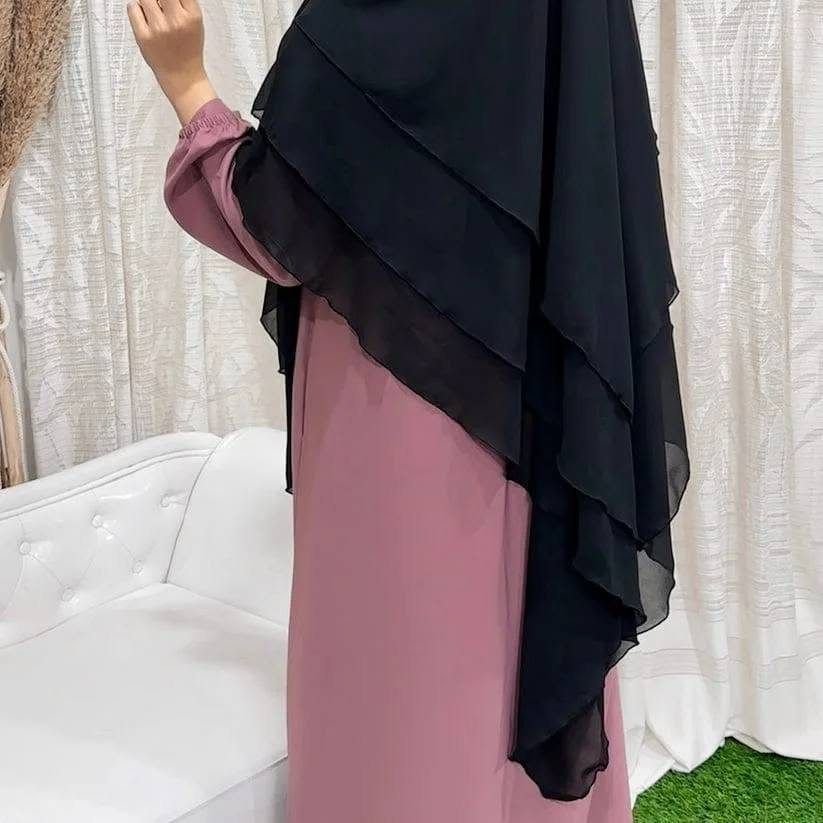 Khimar me 3 pala, ngjyra e zezë