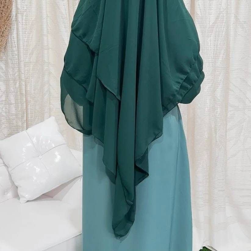 Khimar me 3 pala, ngjyra jeshile e errët