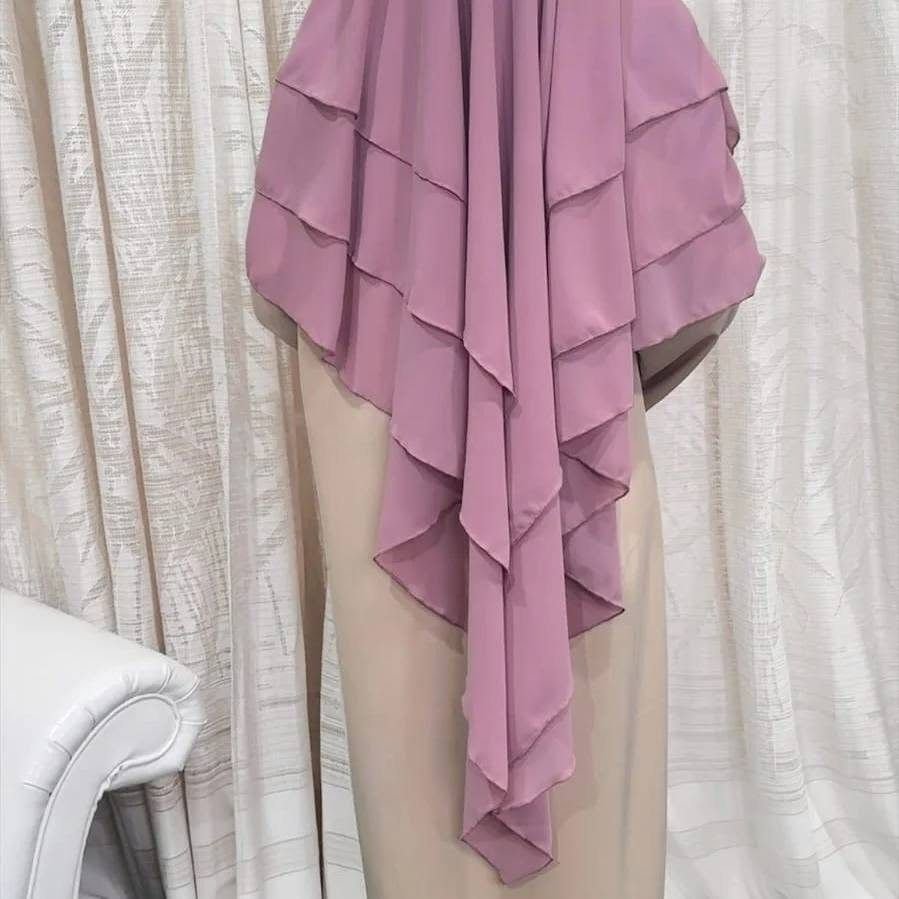 Khimar me 3 pala, ngjyra rozë e vjetër